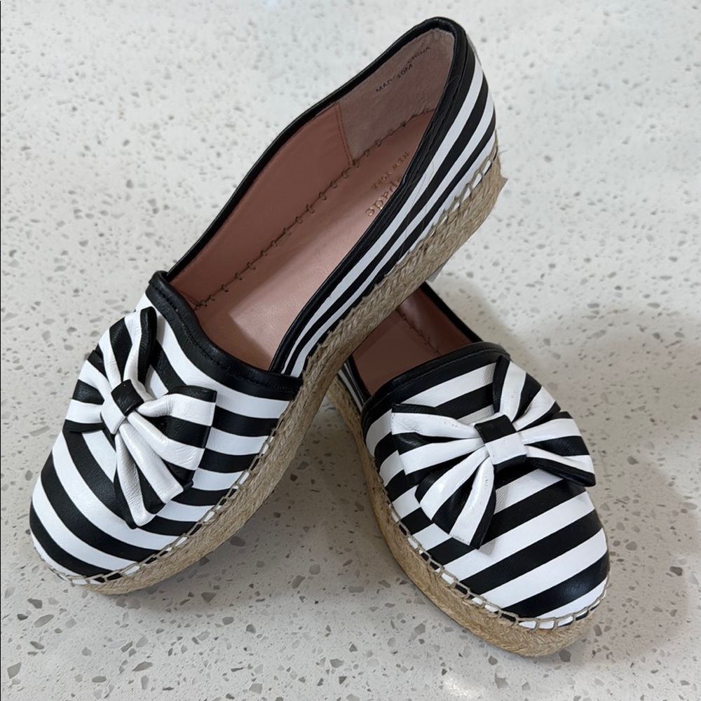 Striped Black and White Espadrille Flats